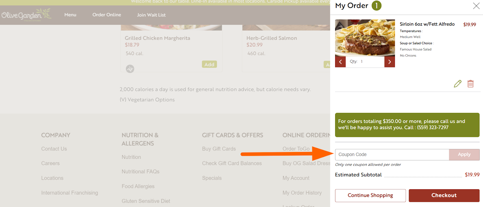 olive garden coupon code