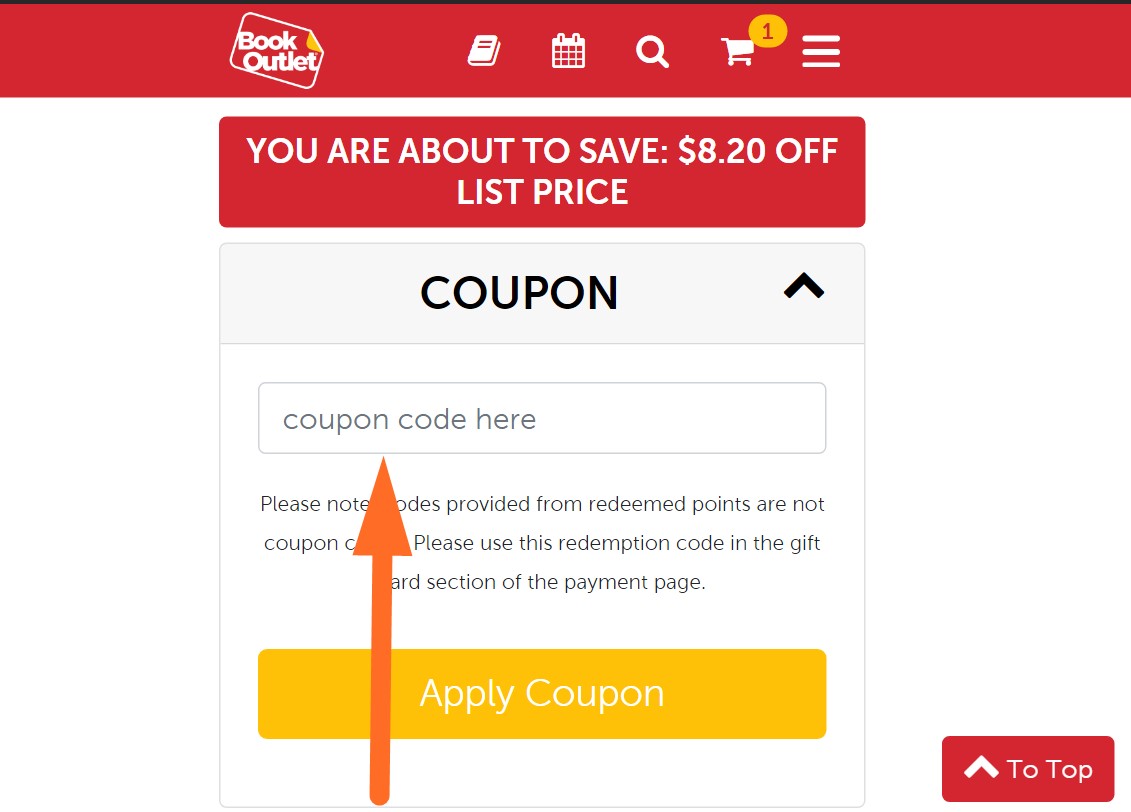 book outlet coupon code input
