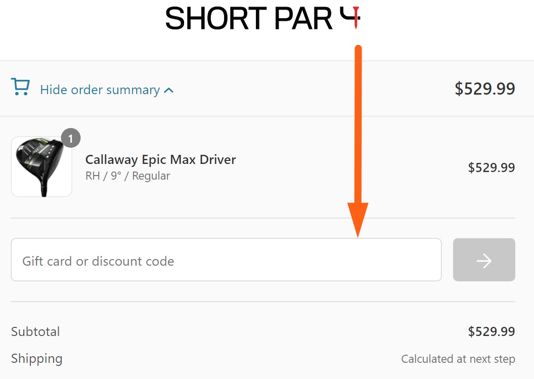 short par 4 coupon code input