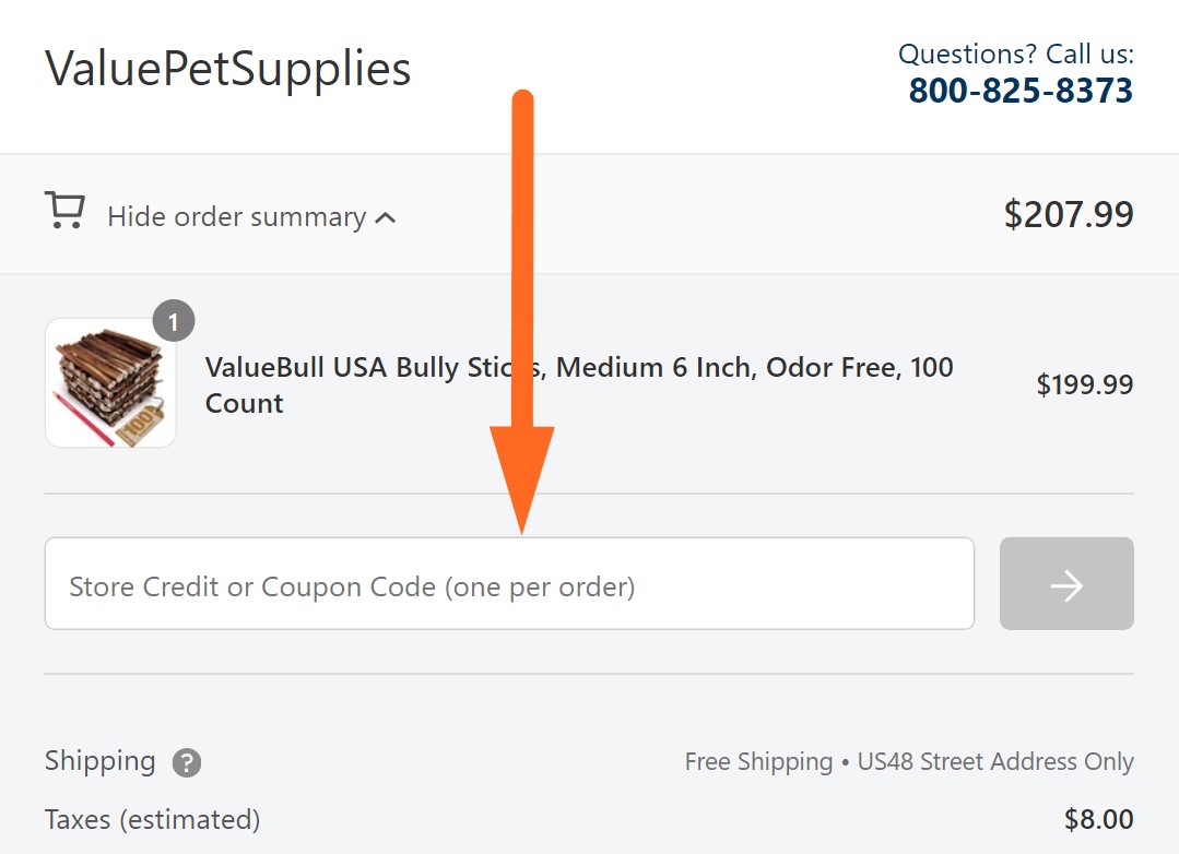 value pet supplies coupon code input