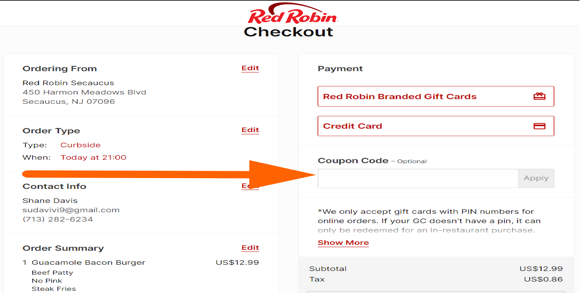 red robin coupon code