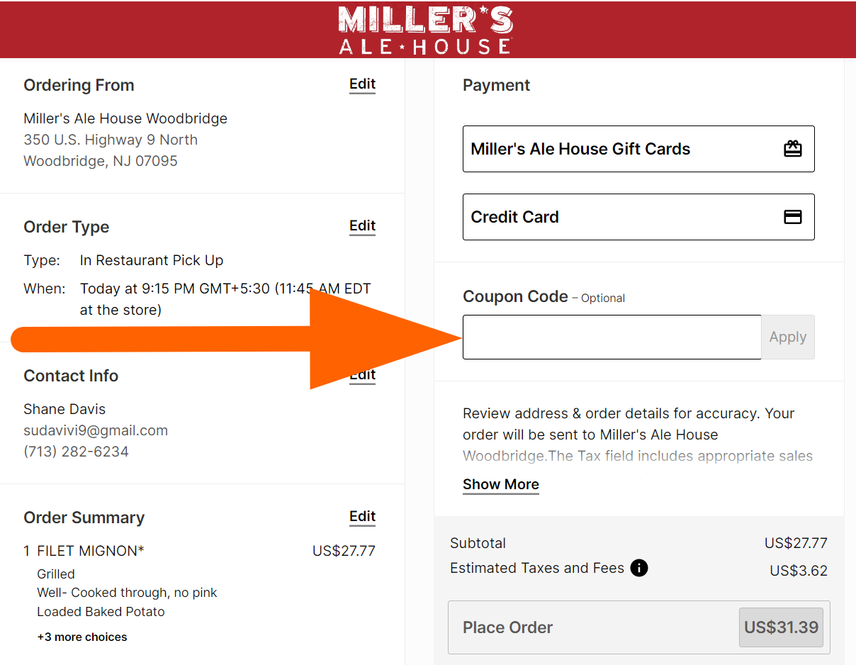 miller's ale house coupon code